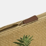 Kadın Taba Ananas Nakışlı Hasır Clutch 1010040094001