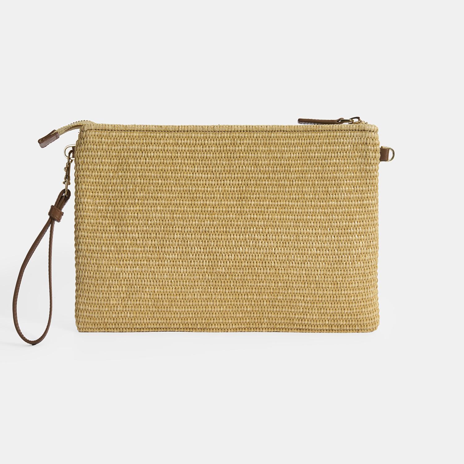 Kadın Taba Göz Nakışlı Hasır Clutch 1010040093001