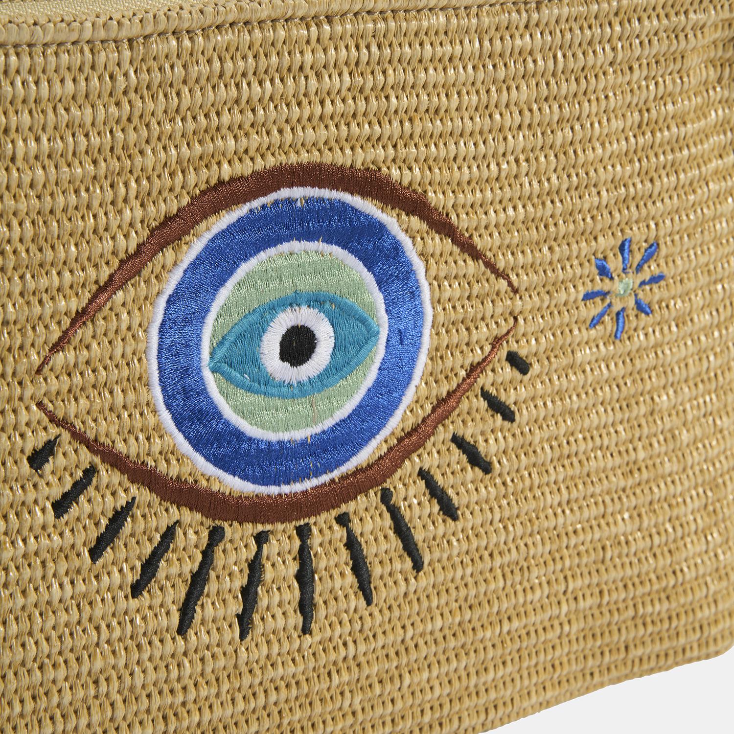 Kadın Taba Göz Nakışlı Hasır Clutch 1010040093001