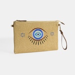 Kadın Taba Göz Nakışlı Hasır Clutch 1010040093001