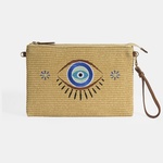 Kadın Taba Göz Nakışlı Hasır Clutch 1010040093001