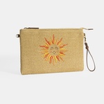 Kadın Taba Güneş Nakışlı Hasır Clutch 1010040095001