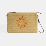 Kadın Taba Güneş Nakışlı Hasır Clutch 1010040095001