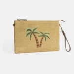Taba Palmiye Nakışlı Hasır Clutch 1010040092001