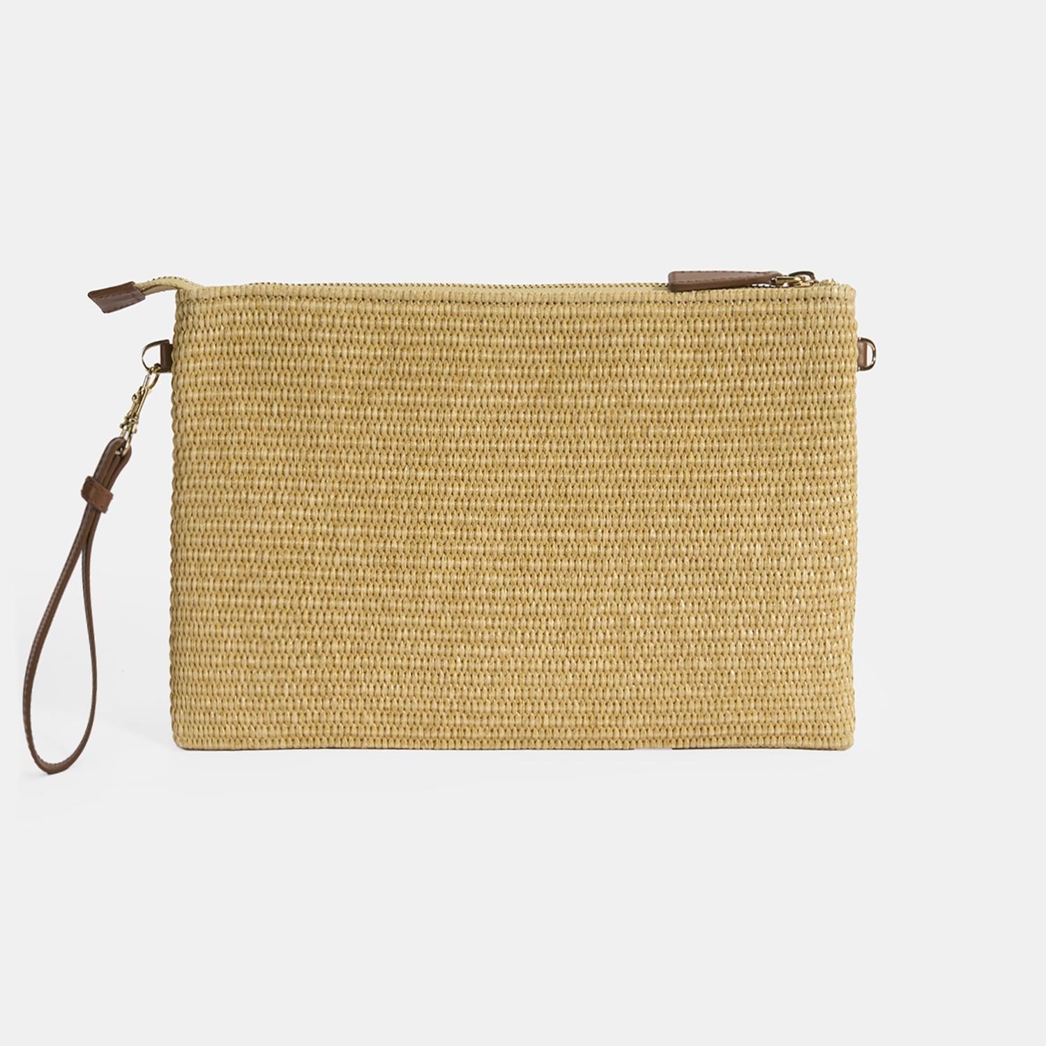 Taba Palmiye Nakışlı Hasır Clutch 1010040092001