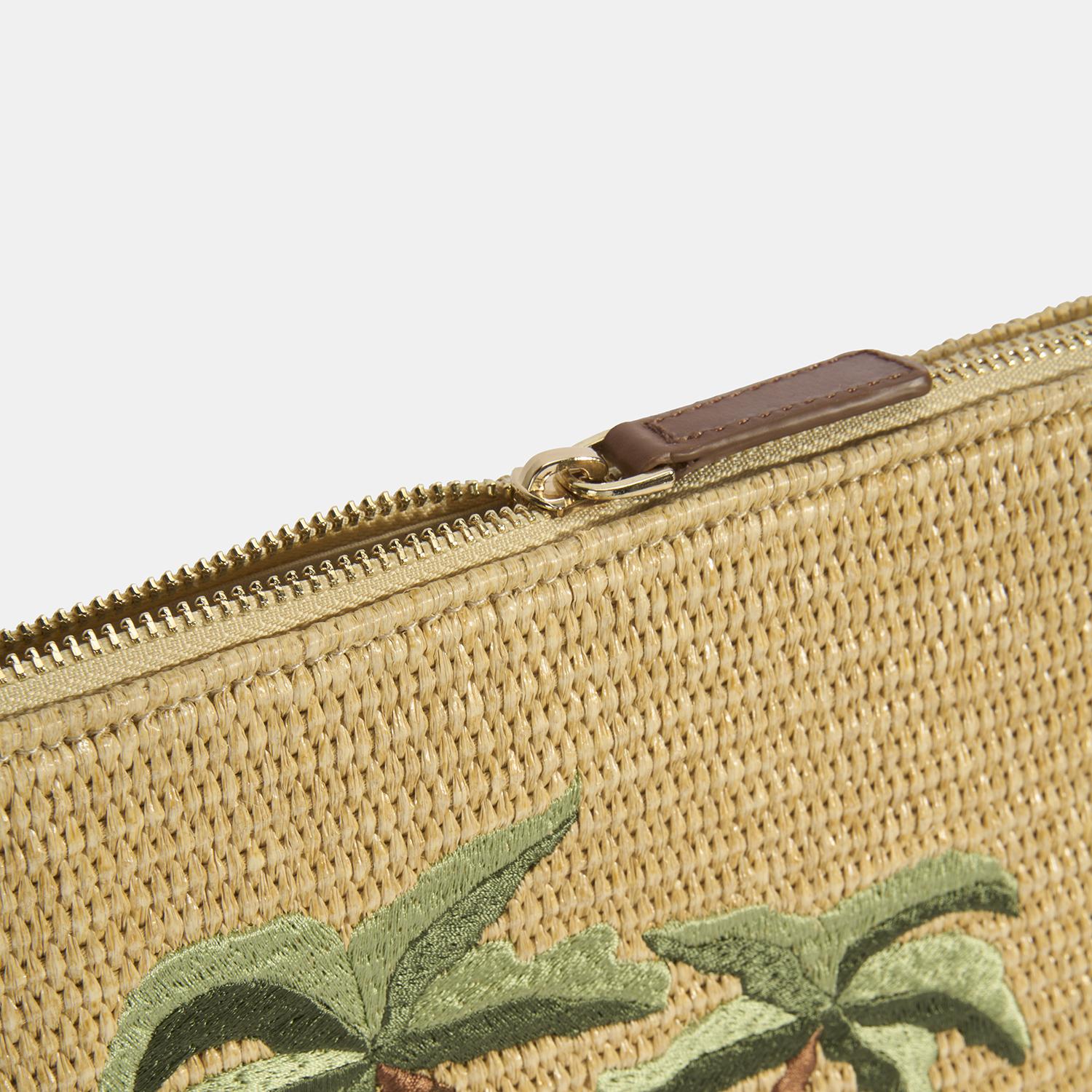 Taba Palmiye Nakışlı Hasır Clutch 1010040092001