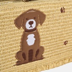 Kadın Kahve Köpek Nakışlı Hasır Clutch 1010040089002