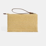 Kadın Kahve Köpek Nakışlı Hasır Clutch 1010040089002